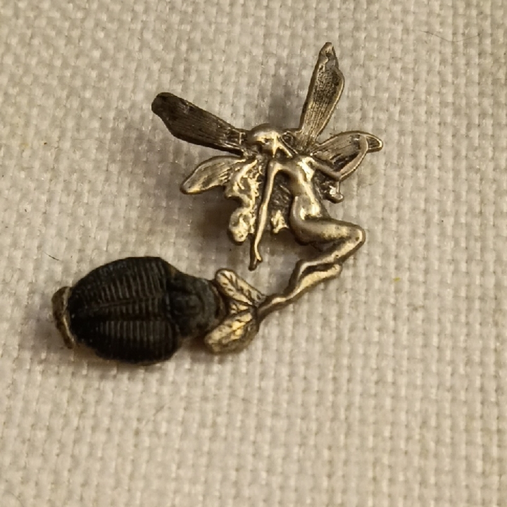 Silver Fairy Necklace Pendant in Silver With Black Trilobite